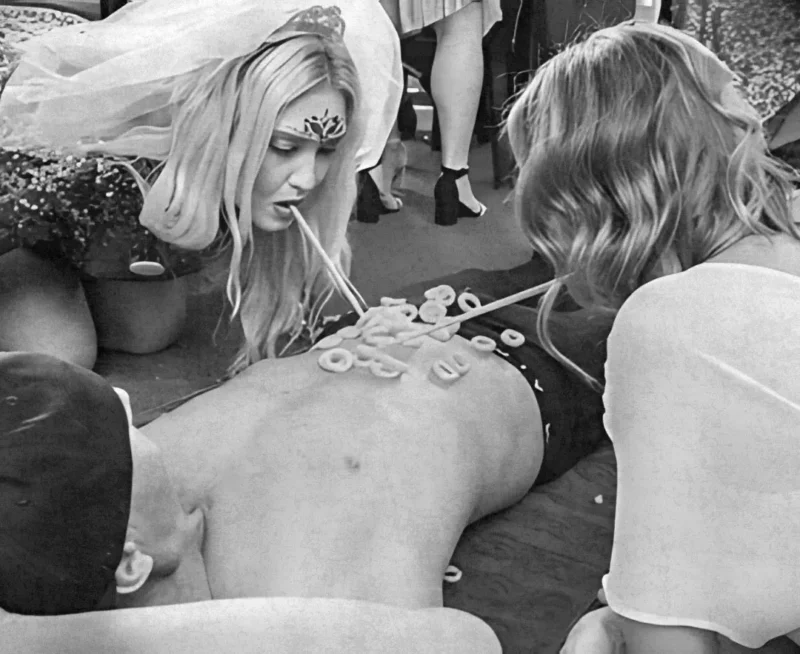 Women playing cheeky party games during a hens knights celebration