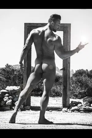 Artistic male model posing outdoors for hens knight entertainment