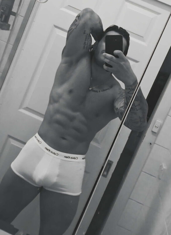 muscular male Stripper only wearing white underwear